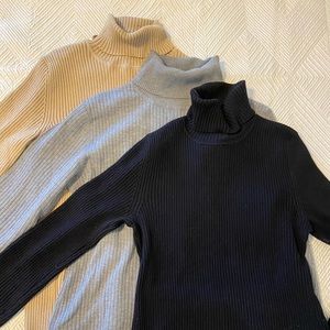 Chicos Turtleneck Sweaters Chicos Size 1 Medium Black Grey Tan Lot